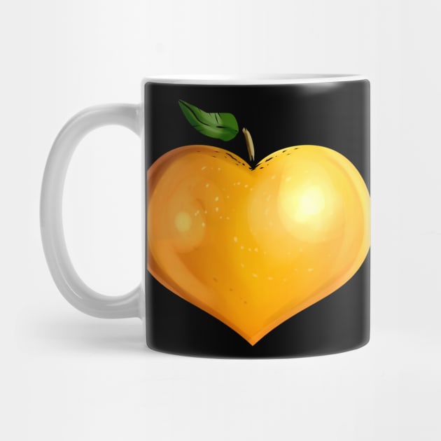 Orange In Heart Shape - Vegetarian - Go Vegan by SinBle